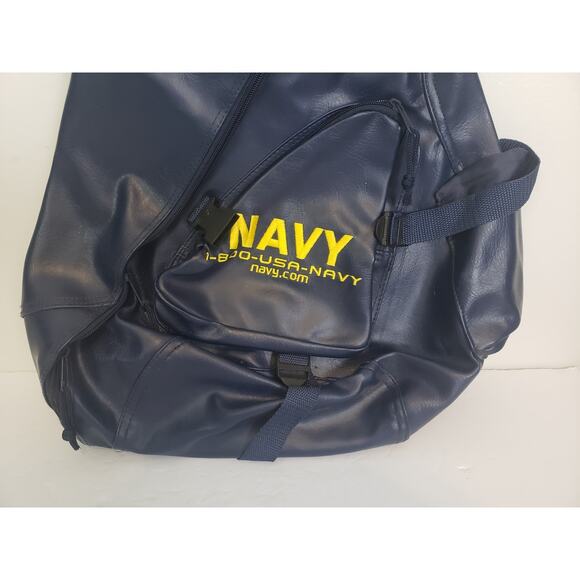 (JL) Vintage US Navy Backpack Sigle Strap Sling Embroidered Blue Travel - Picture 2 of 7